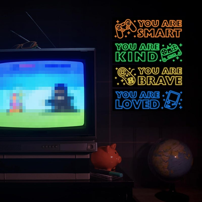 Robmoda Game Wall Decals Glow in The Dark, Gamer Sticker Inspirational Wall Decor for Boys Room, Kids Bedroom Playroom Nursery Decoration - Image 2